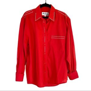 ✨Vintage 80s Western Style Embellished Rhinestone Button Down Shirt Size S